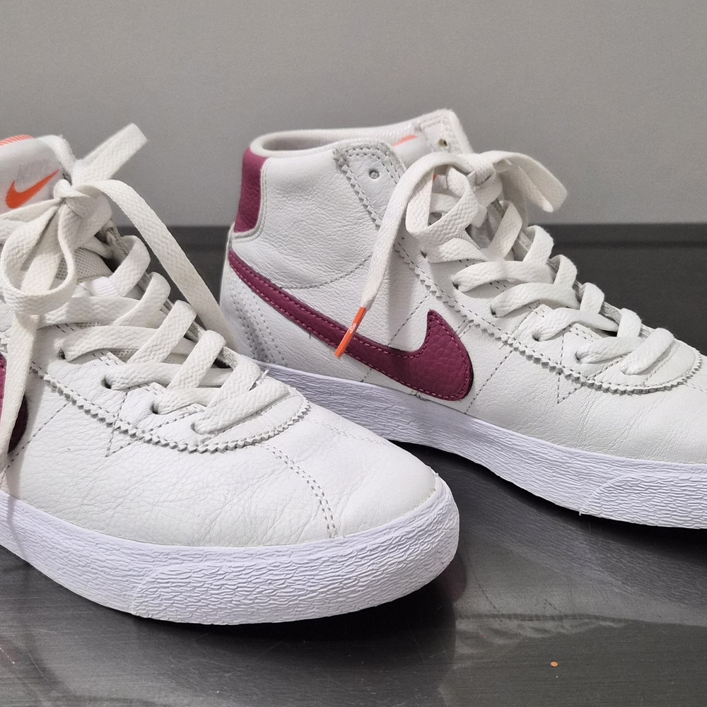Nike White and Pink High-Top Sneakers